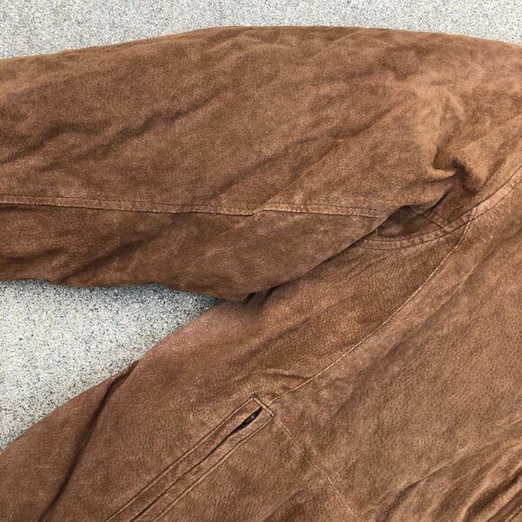 VTG KNIGHTSBRIDGE OUTERWEAR Leather Suede Jacket XL Men's Bomber Brown Full Zip - Picture 5 of 15